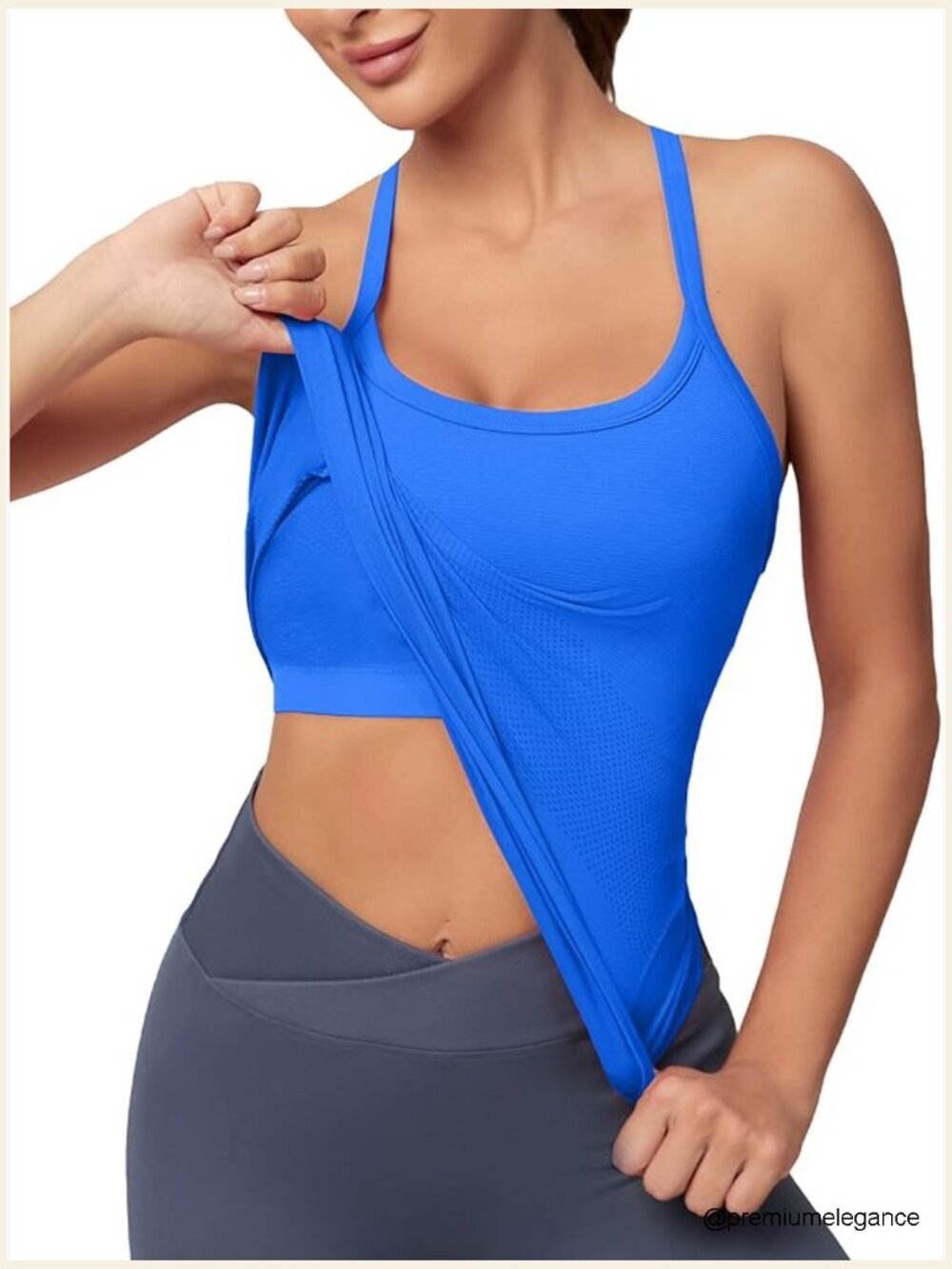 Seamless Tank Top with Built-In Bra Racerback Workout Yoga Shirt